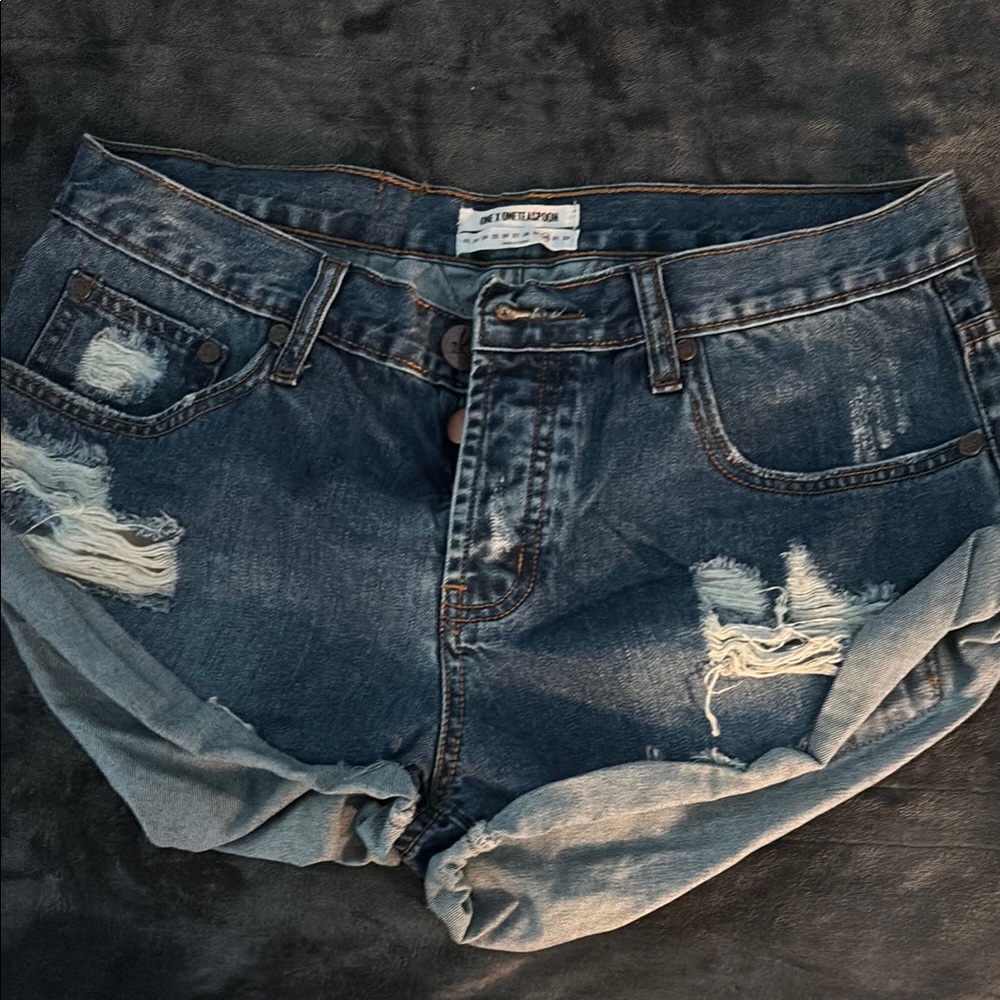Distressed Denim Shorts
